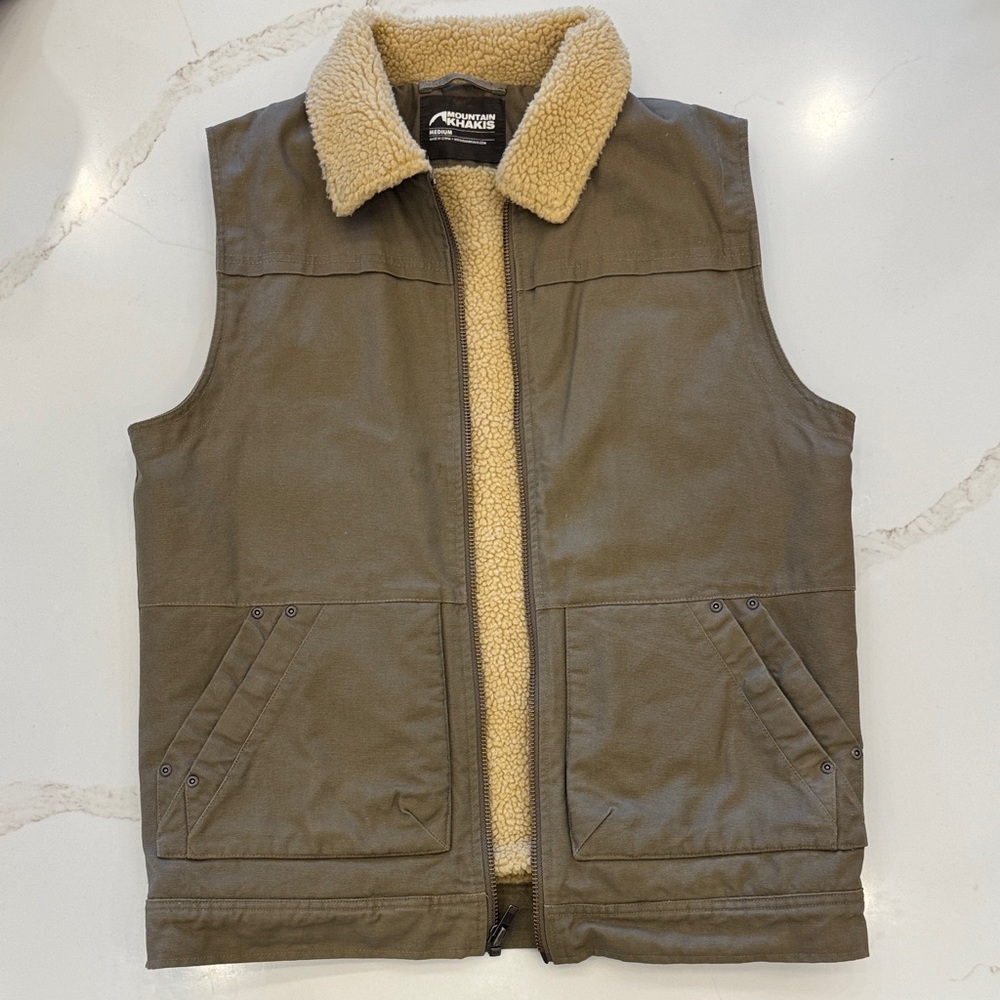 Mountain Khakis Olive Vest with Sherpa Lining
